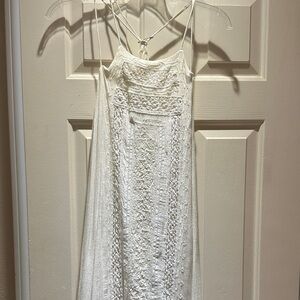 White Crochet Lace Mini Dress